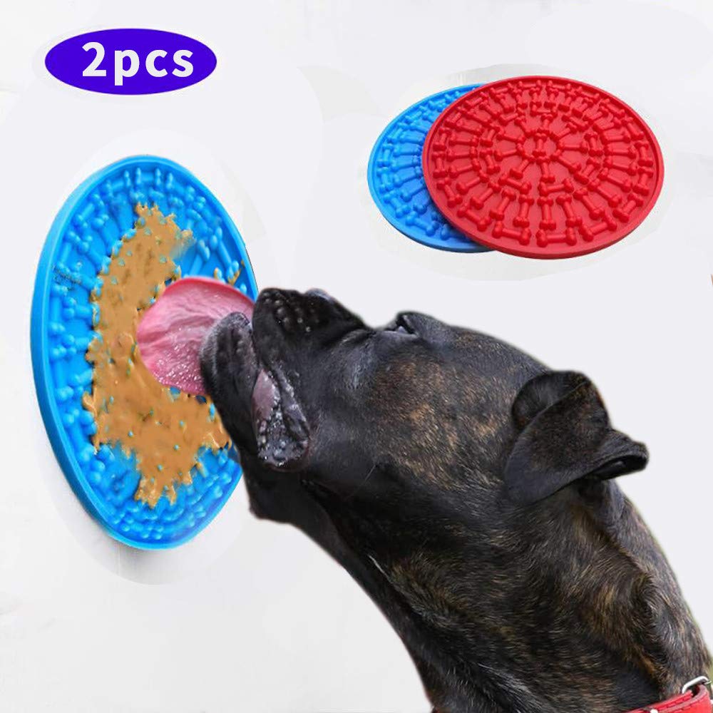 [Australia] - Dog Shower Lick Pad,Dog Peanut Butter Lick Pad Slow Feeder, Dog Mat Suctions to Wall for Grooming, Pet Bathing, and Dog Training（2pcs） 