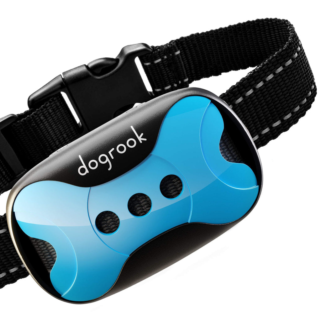 DogRook Rechargeable Dog Bark Collar - Humane, No Shock Barking Collar - w/2 Vibration & Beep Modes - Small, Medium, Large Dogs Breeds - No Harm Training - Automatic Action Without Remote - Adjustable Blue - PawsPlanet Australia