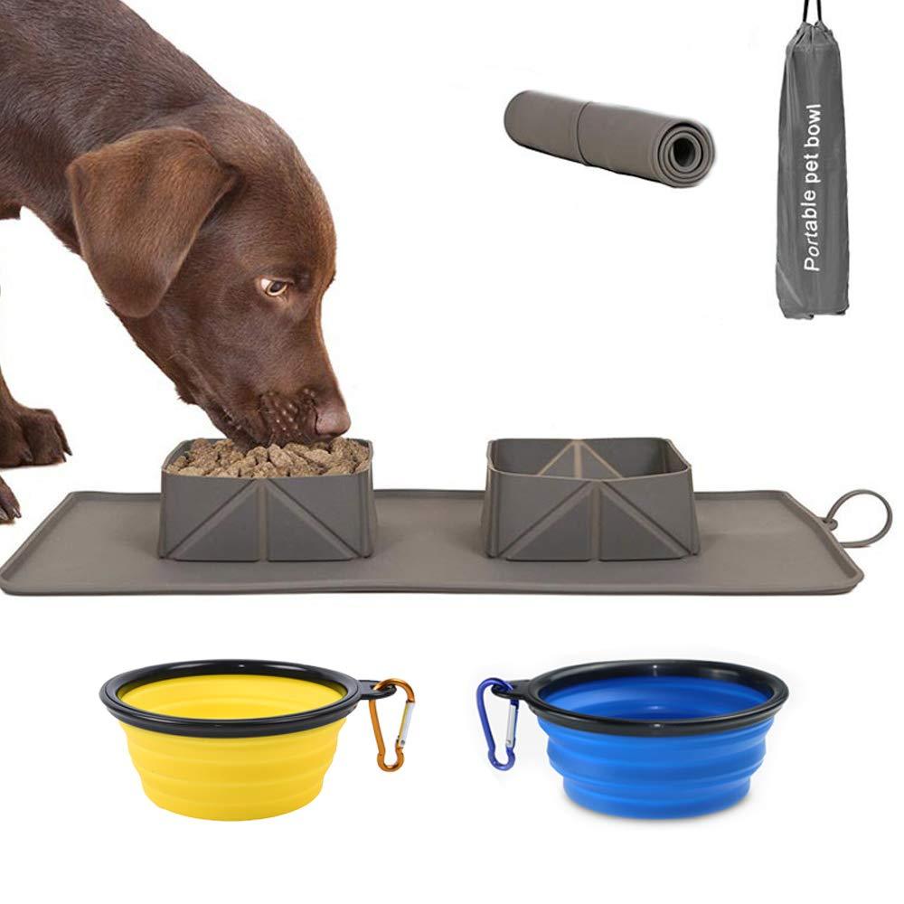 [Australia] - Dog Bowls,Travel Dish,Collapsible Pets Travel Feeder,Food Bowls for Feeding Dogs Cats Puppies Grey 