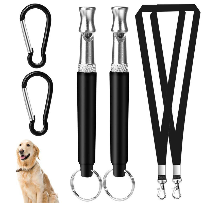 [Australia] - Hicdaw 2 Sets Dog Whistle for Training to Stop Barking Silent Dog Whistle Adjustable Pitch Ultrasonic Training Dog Whistles with Keyring and Lanyard 