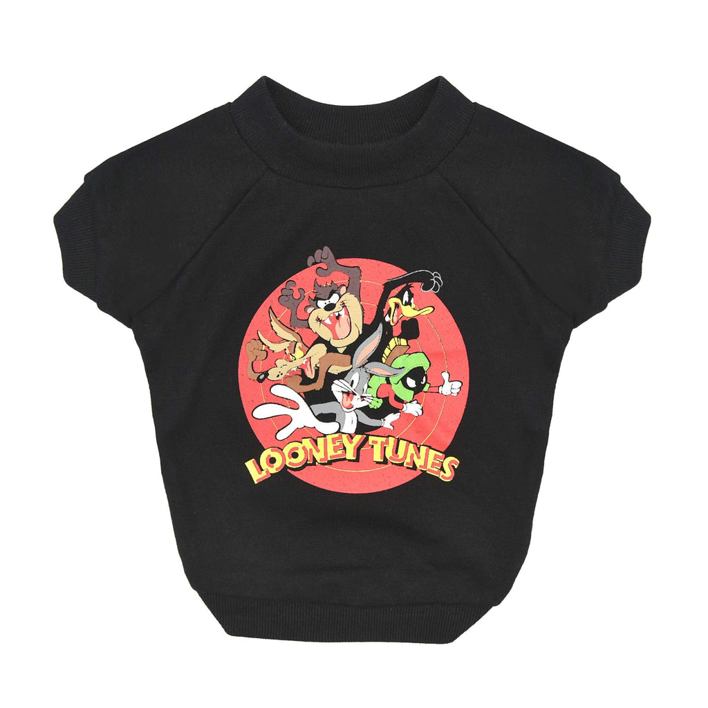 Warner Brothers Looney Tunes Characters Dog T Shirt, Size X-Small in Black | Cute and Soft Pullover Dog T-Shirt for Small Dogs | Machine Washable Pullover Dog Shirt, Light Weight & Semi-Stretch Logo Tee - PawsPlanet Australia