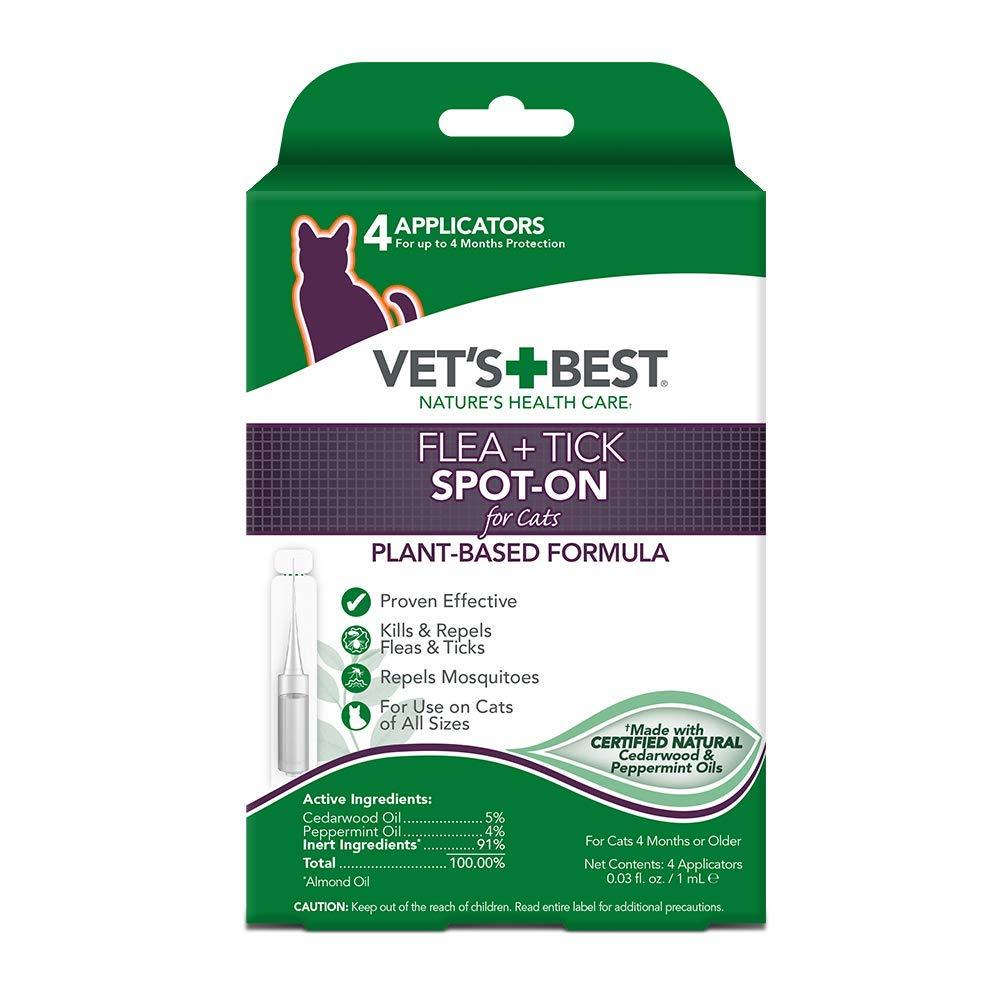 [Australia] - Vet's Best Flea + Tick Spot-On for Cats| Cat Flea and Tick Treatment and Prevention| Made with Certified Natural Oils | 