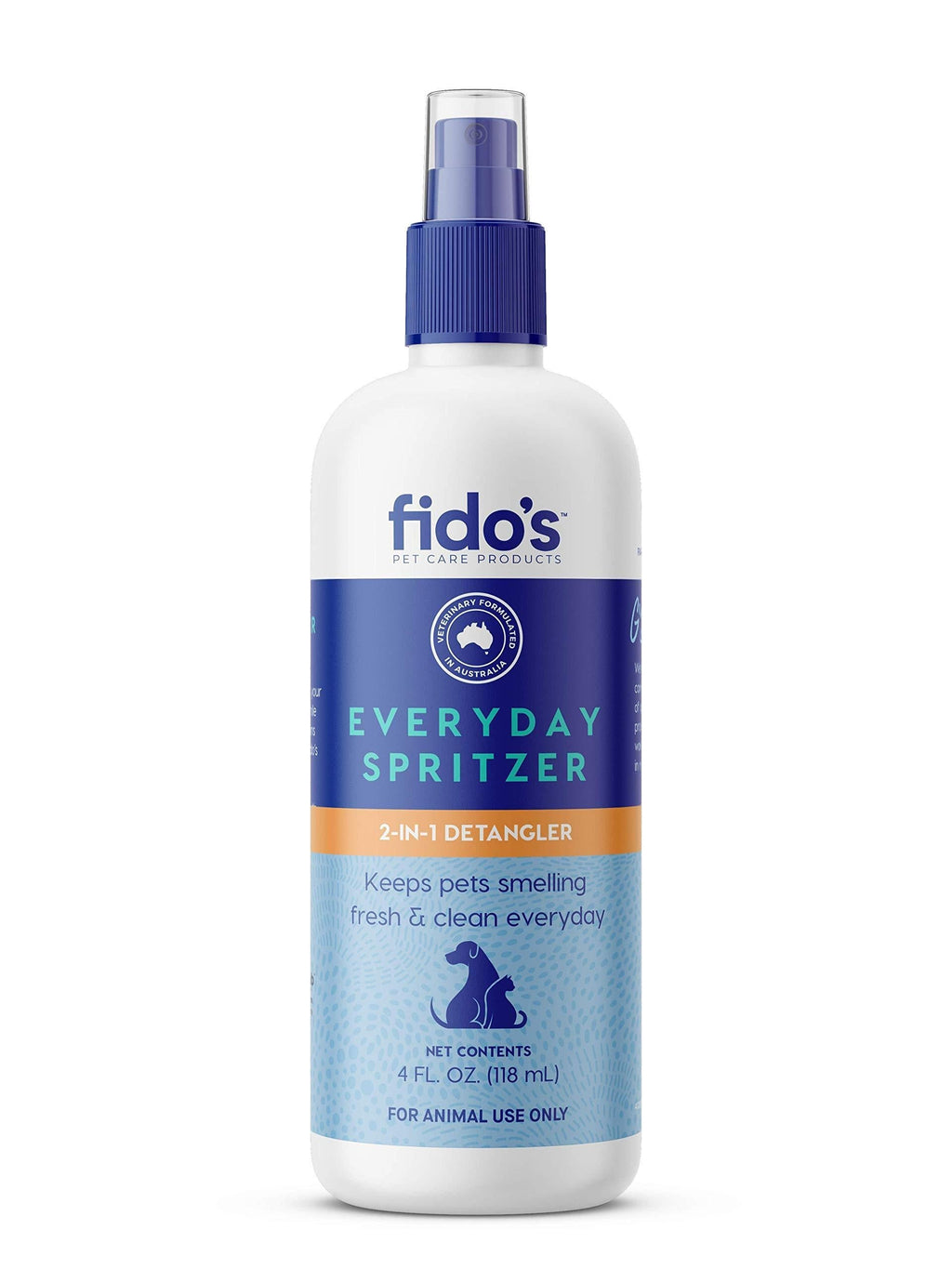 Fido's Everyday Spritzer, Coat Conditioner & Detangler For Pets, Dogs. Cats, Puppies & Kittens; Natural Floral Scent Grooming & Deodorizer, Smells Fresh & Clean Between Washes, Reduce Pet Odors (4 Oz) - PawsPlanet Australia