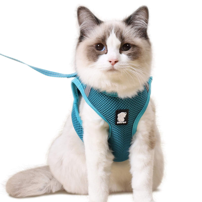 Wooruy Cat Harness and Leash Set for Walking 360° wrap-Around Small Cat and Dog Reflective Harness Cushioning and Anti-Escape Suitable for Puppies Rabbits with Cationic Fabric XS Turquoise - PawsPlanet Australia