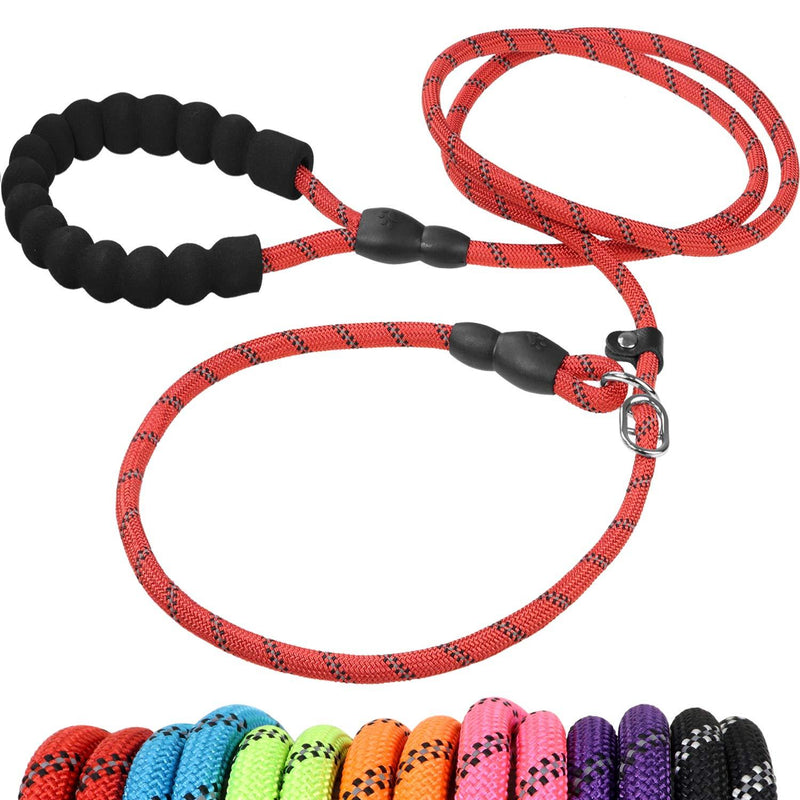 [Australia] - Joytale Slip Lead Dog Leash, Reflective Rope Training Leash with Comfortable Padded Handle for Small Medium Dogs,6 Feet 5/16" x 6ft Red 