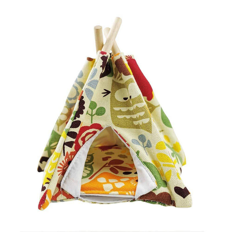 [Australia] - MUYAOPET Wood Bird Teepee Tent Bed Parrot House Nest Small Animal Hanging Hammock Hamster Hideout Snuggle Sack Hut Cage for Lovebird Budgies S(6.6*6.6inch) Yellow 