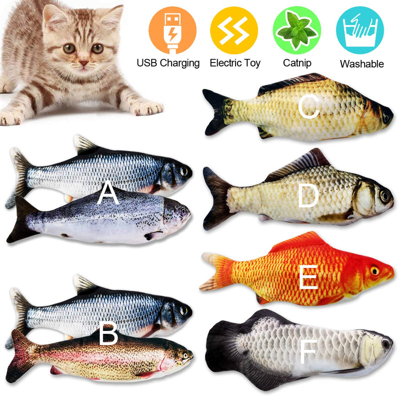 [Australia] - Catnip Cat Toys Kitten Interactive Cat Toy Fish for Indoor Kicker Catfish Cats Supplies Funny Automatic Cat Nip Kitty Pillow Plush Toys for Pets Chew Bite Flopping, Rechargeable Cat Toys D (1pcs) 