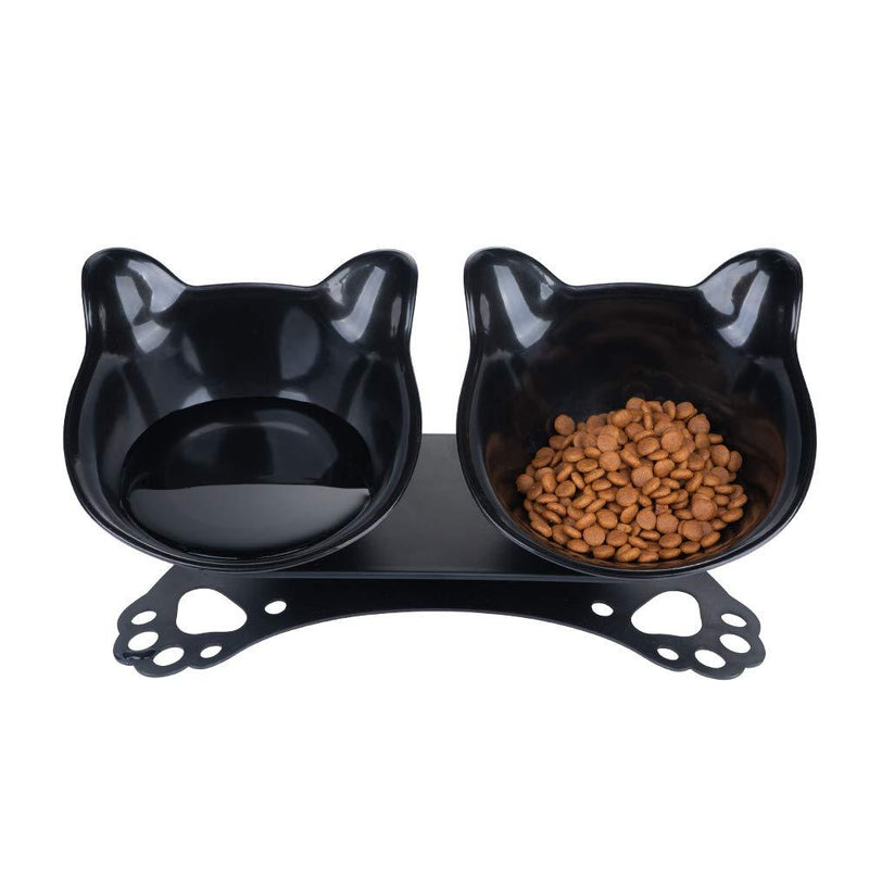 Pantula Cat Bowls Tilted cat Food Bowls Raised cat Food Bowl Pet Double 15° Slanted Plastic cat Bowls Elevated with Non-Slip Rubber Base Stand for Cats Black - PawsPlanet Australia