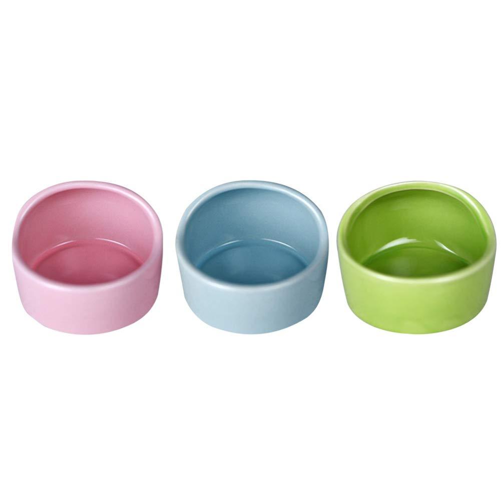 POPETPOP 3pcs Hamster Ceramic Feeding Bowls, Anti-bite Small Animal Food Bowl Water Feeder for Rabbit Hedgehog Guinea-pig Gerbil Squirrel Reptiles (Random Color) Picture 1 - PawsPlanet Australia