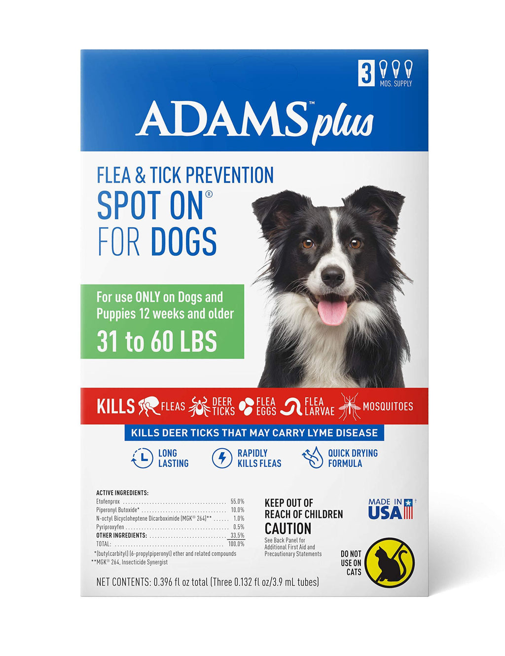 Adams Plus Flea & Tick Prevention Spot Large Dogs 31 to 60 lbs - PawsPlanet Australia
