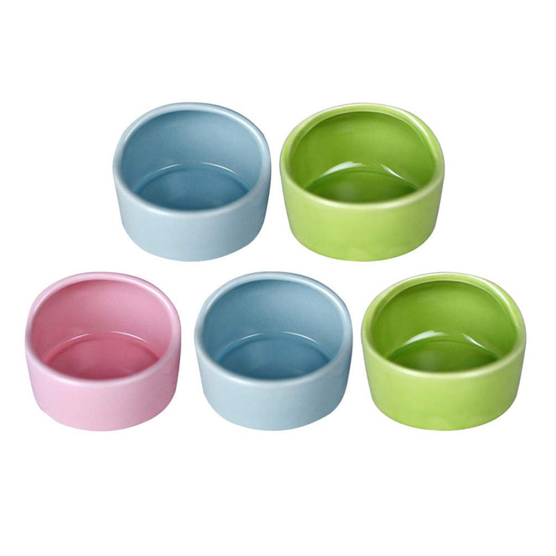 POPETPOP Ceramic Hamster Feeding Bowls, Anti-bite Small Animal Food Bowl Water Feeder for Rabbit Hedgehog Guinea-Pig Gerbil Squirrel Reptiles (Random Color) 5pcs - PawsPlanet Australia