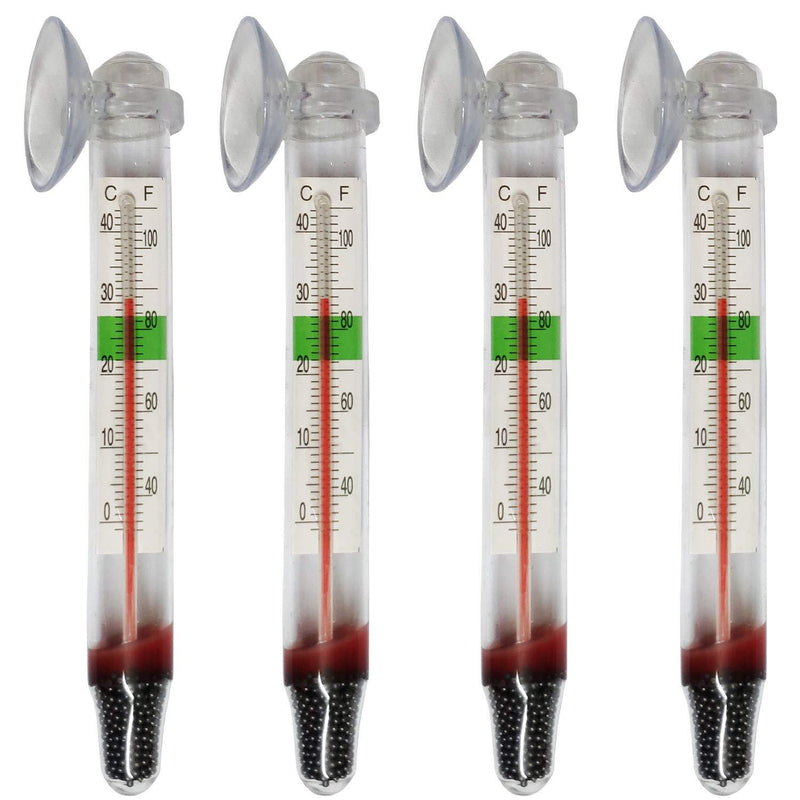Lomodo 4 Pack Floating Thermometer Aquarium Glass Temperature Gauge with Suction Cup for Fish Tank - PawsPlanet Australia