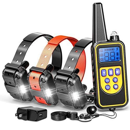 [Australia] - Dog Training Collar, Rechargeable Waterproof Dog Collar 2600ft Remote Range Dog Trainer Collar with Beep Vibrating for Large Medium small Dogs, Electronic Dog Training collar E-Collar for 3 dogs 880V, 1 Transmitter + 3 Receivers 