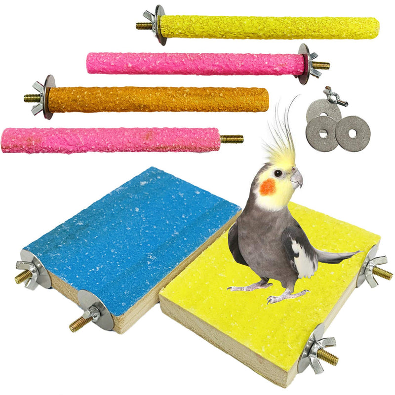 Hamiledyi Bird Perch Stand Toy Wood Parrot Paw Grinding Stick Perch Stand Platform Parakeet Cage Accessories Exercise Toys for Budgies Cockatiel Conure 6-PACK - PawsPlanet Australia