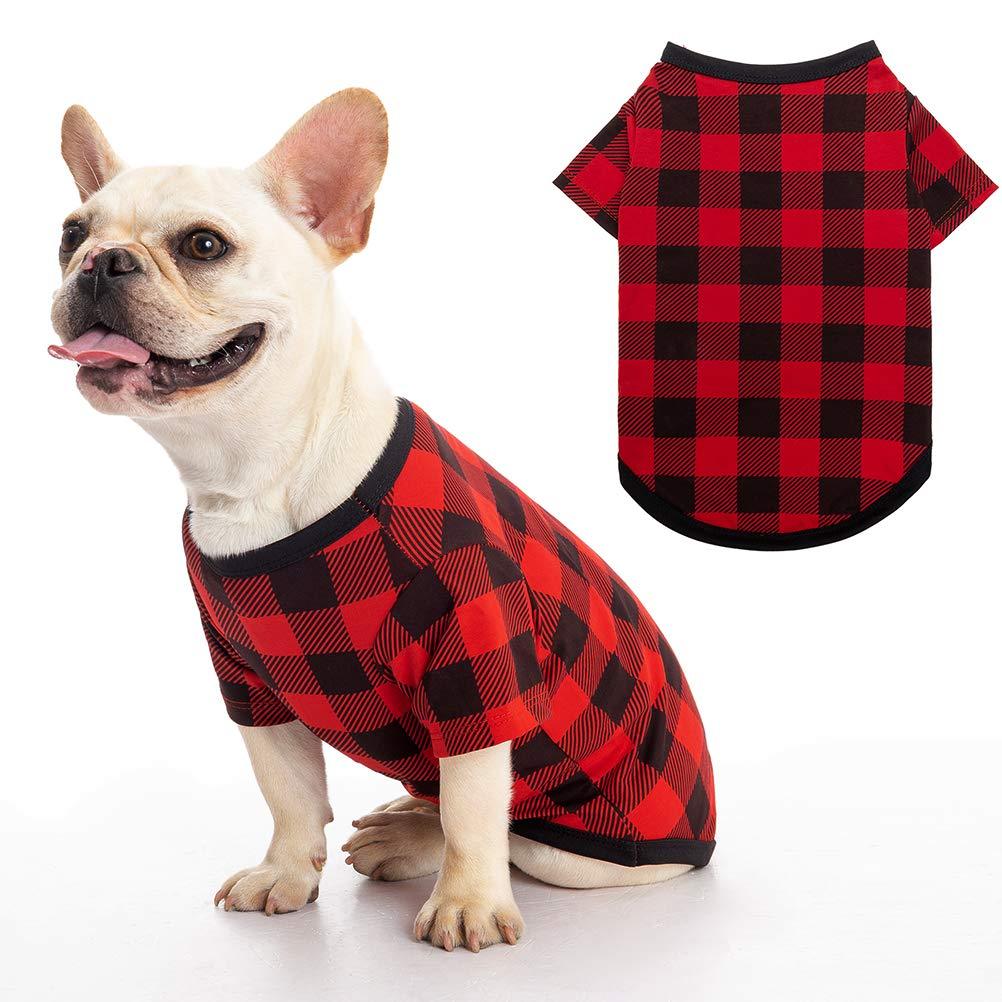 [Australia] - SCIROKKO Dog Shirt - Breathable Dog Plaid T-Shirt, Soft Basic Pet Vest Tee Clothes for Small Medium Large Dogs Cats Puppy 