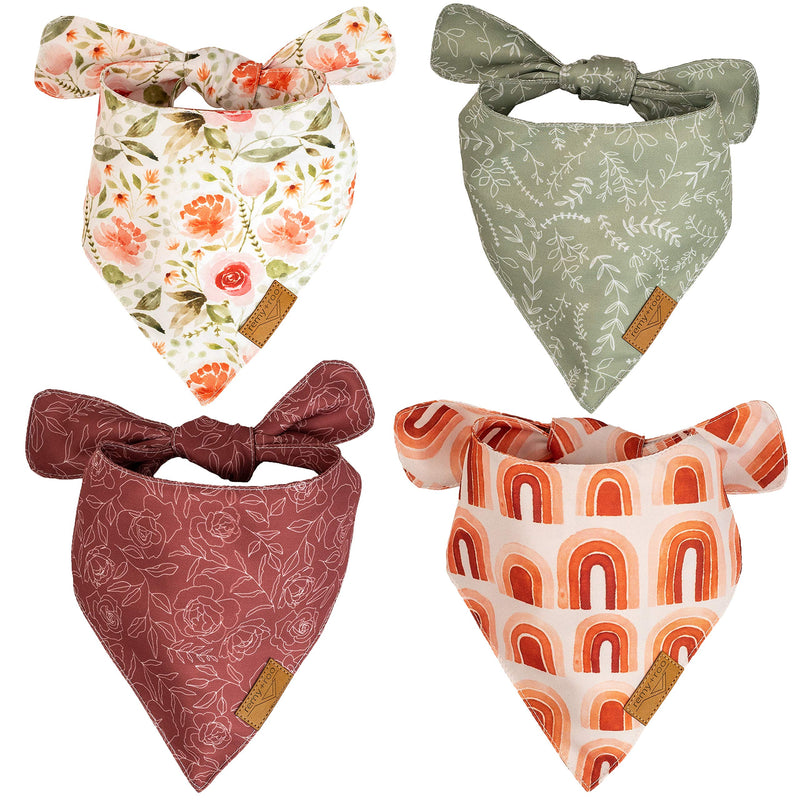 Remy+Roo Dog Bandanas - 4 Pack | Rubi Set | Premium Durable Fabric | Unique Shape | Adjustable Fit | Multiple Sizes Offered Small - PawsPlanet Australia