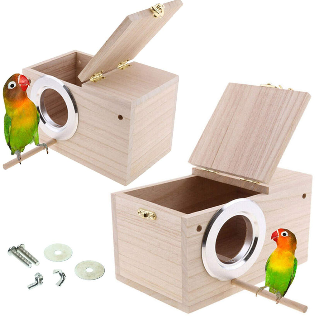 Hamiledyi Parakeet Nest Box 2Pcs Bird House Budgie Wood Breeding Box for Lovebirds, Parrot Mating Box - PawsPlanet Australia