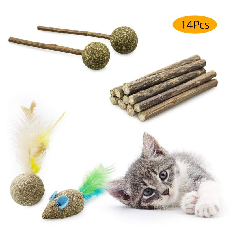 [Australia] - Rieibi Cat Captin Sticks Natural Catnip Lollipop Feather Ball and Mouse Shape Cat Toy, Cat Dental Chews Teeth Cleaning for Healthy Teeth Oral Care and Helps with Bad Breath 