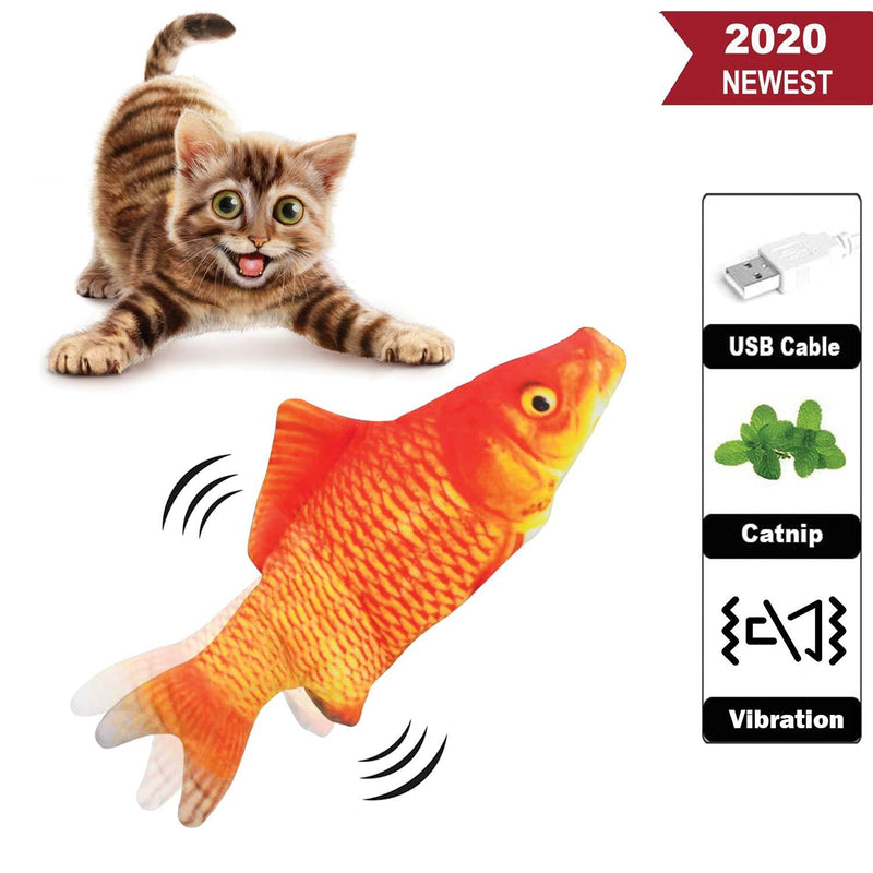 [Australia] - NACRL 10" Electric Flopping Cat Kicker Fish Toy, Realistic Moving Fish, Wiggle Fish Catnip Toys, Motion Kitten Interactive Toys, Fun Toy for Cat Exercise 