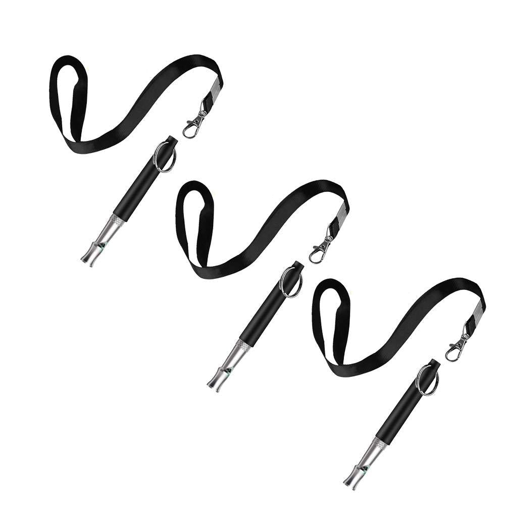 DXIA 3 Pack Dog Whistle, Adjustable Pitch Ultrasonic Dog Training Whistle for Stop Barking & Recall, with 3 Free Lanyard Strap Professional Dog Whistles for Teaching, Training, Black - PawsPlanet Australia