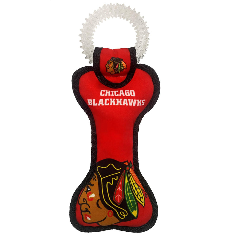 Pets First NHL Dog Toys Bone Teething Ring Toy Chicago Blackhawks - PawsPlanet Australia