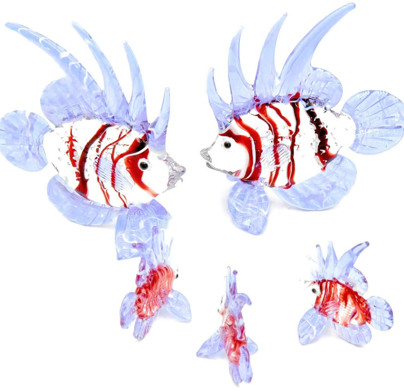 [Australia] - I-DO-CARE Aquatic Sea Animals Glass Figurines Paperweight Art Glass Sculpture Art Fish Tank 5pcs/Set Ornament Home Decor Table Top Decorations 