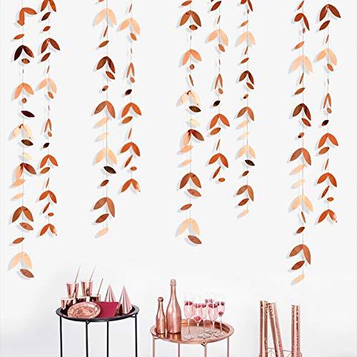 52 Ft Rose Gold Party Decorations Leaf Garland Kit Paper Hanging Gold Leaves Streamer Banner for Rose Gold Birthday Baby Shower Wedding Engagement Bridal Shower Showcase Garden Party Decor (4 Packs) - PawsPlanet Australia