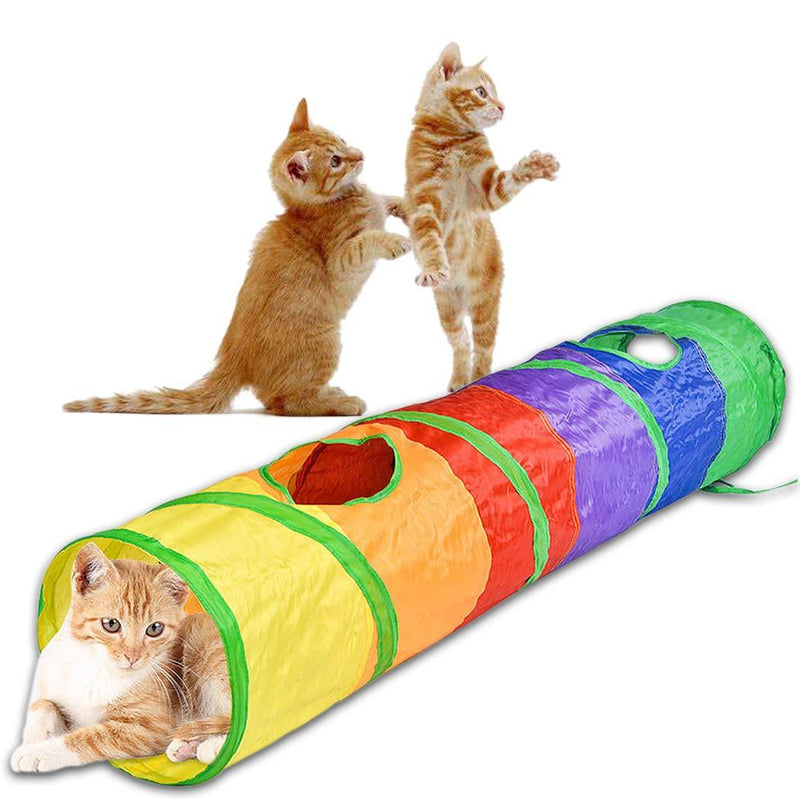 [Australia] - Flying Childhood Foldable Rainbow Cat Tunnel Extra Long 45.28’’ for Kitten and Most Adult Cats Indoor and Outdoor 