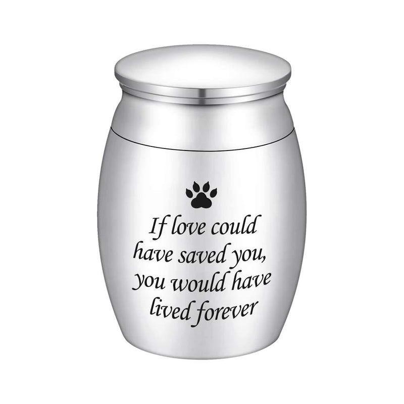 XIUDA Small Cremation Urns for Pet Ashes Mini Dog Paw Keepsake Urn Stainless Steel Ashes Keepsake Urn for Dog/Cat Ashes Holder silver-if love could no-engraving - PawsPlanet Australia