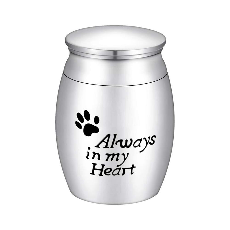 XIUDA Small Cremation Urns for Pet Ashes Mini Dog Paw Keepsake Urn Stainless Steel Ashes Keepsake Urn for Dog/Cat Ashes Holder always in my heart no-engraving - PawsPlanet Australia