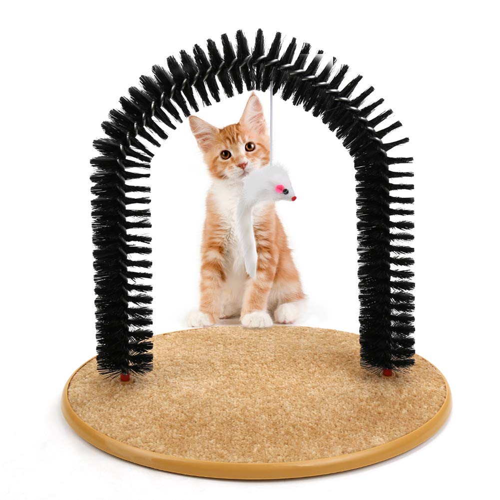 [Australia] - Cat Arch Self Groomer Brush with Cat Toy,Pet Self-Grooming Massaging Brush Pass-Through Arch with Kitten Toy,Cat Archway Grooming Massager Scratcher with Bristles for Playing and Scratching 