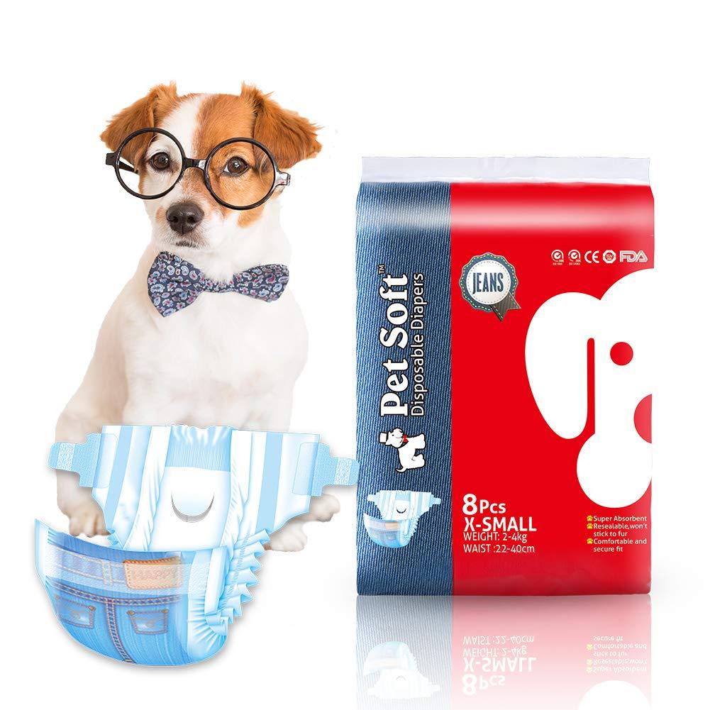 Pet Soft Doggie Diapers Female - Disposable Dog Diapers for Girl Puppy Dogs Cats 16 Counts XS - PawsPlanet Australia