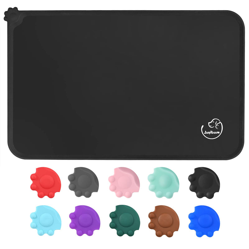 Juqiboom Silicone Waterproof Dog Cat Pet Feeding Mats, Non Slip, Easy Clean Pet Dog Cat Bowl Mats Placemat 18.5" x 11.5" Black - PawsPlanet Australia