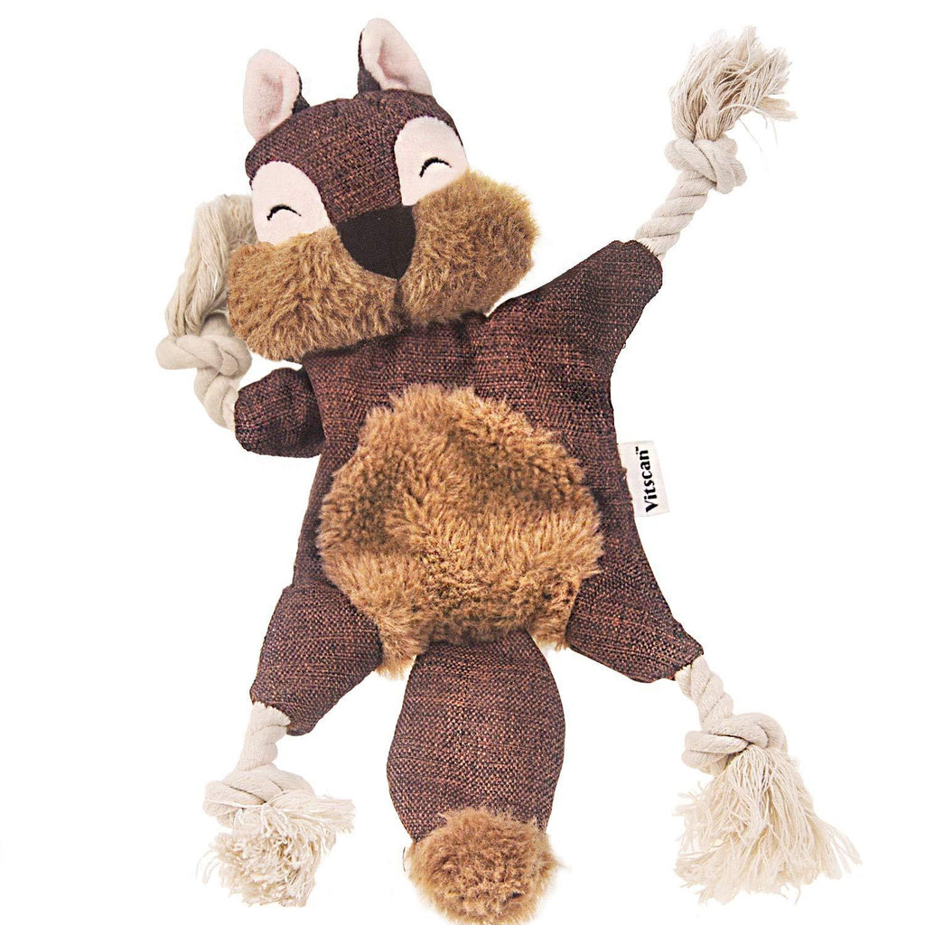 Vitscan Stuffless Dog Toys for Puppy, Crinkle Squeaky Dog Chew Toys Squirrel Plush Dog Toy with Rope Knots for Small Dogs (Squirrel) Brown Squirrel - PawsPlanet Australia