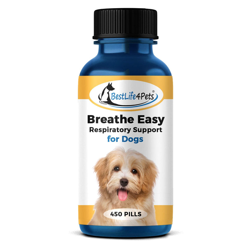 BestLife4Pets Breathe Easy Respiratory Support for Dogs - Natural Relief for Kennel Cough, Runny Nose, Sneezing and Sinus Congestion - Non-drowsy, Easy to Use (450 Pills) - PawsPlanet Australia