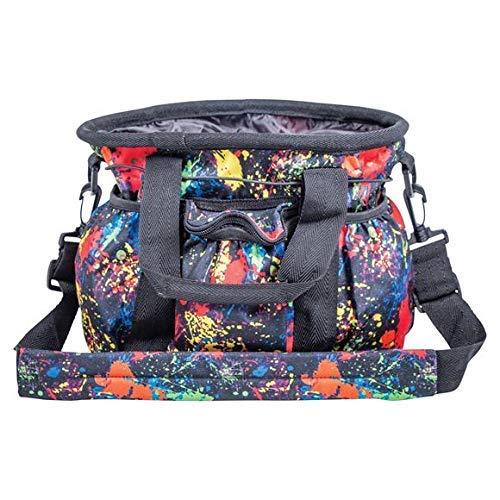 [Australia] - Dura-Tech Designer Print Colorful Horse Grooming Tote | Hold Brushes and More | Two Large Interior Pockets | Drawstring to Keep Inside Clean | Nylon Handles & Shoulder Strap Red 