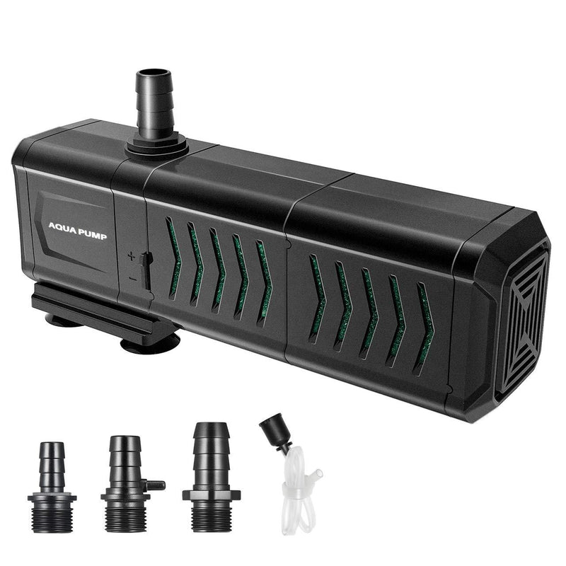 Homasy 530GPH Submersible Pump (2000L/H, 29W), 4-in-1 Fountain Water Pump with Two Percolators Filters, Filtration/Aeration/Wave Generator for Aquariums, Fish Tanks, Ponds, Fountains, Hydroponics Black - PawsPlanet Australia