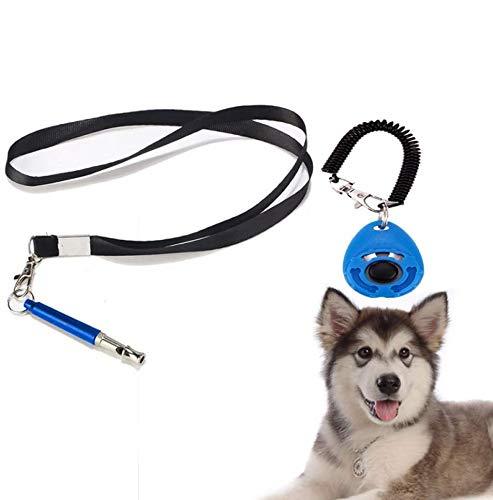 IKAAR Dog Whistle Ultrasonic Dog Whistles for Recall with Lanyard & Adjustable Frequencies and Clicker Training for Dogs Set Blue - PawsPlanet Australia