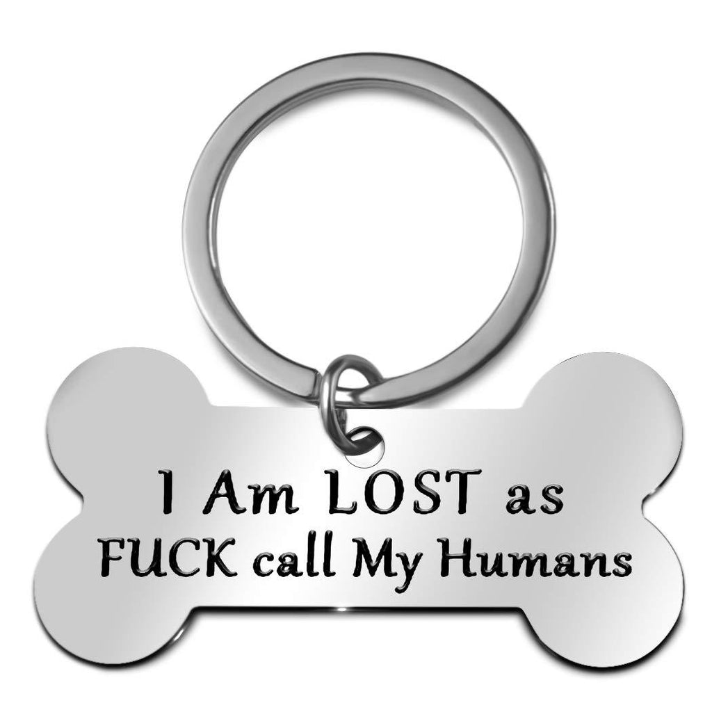Funny Pet Dog Tag Keychain for Cats Dogs ID Tag Owner Personalized I'm Lost My New Puppy Engraved Bone Shape - PawsPlanet Australia