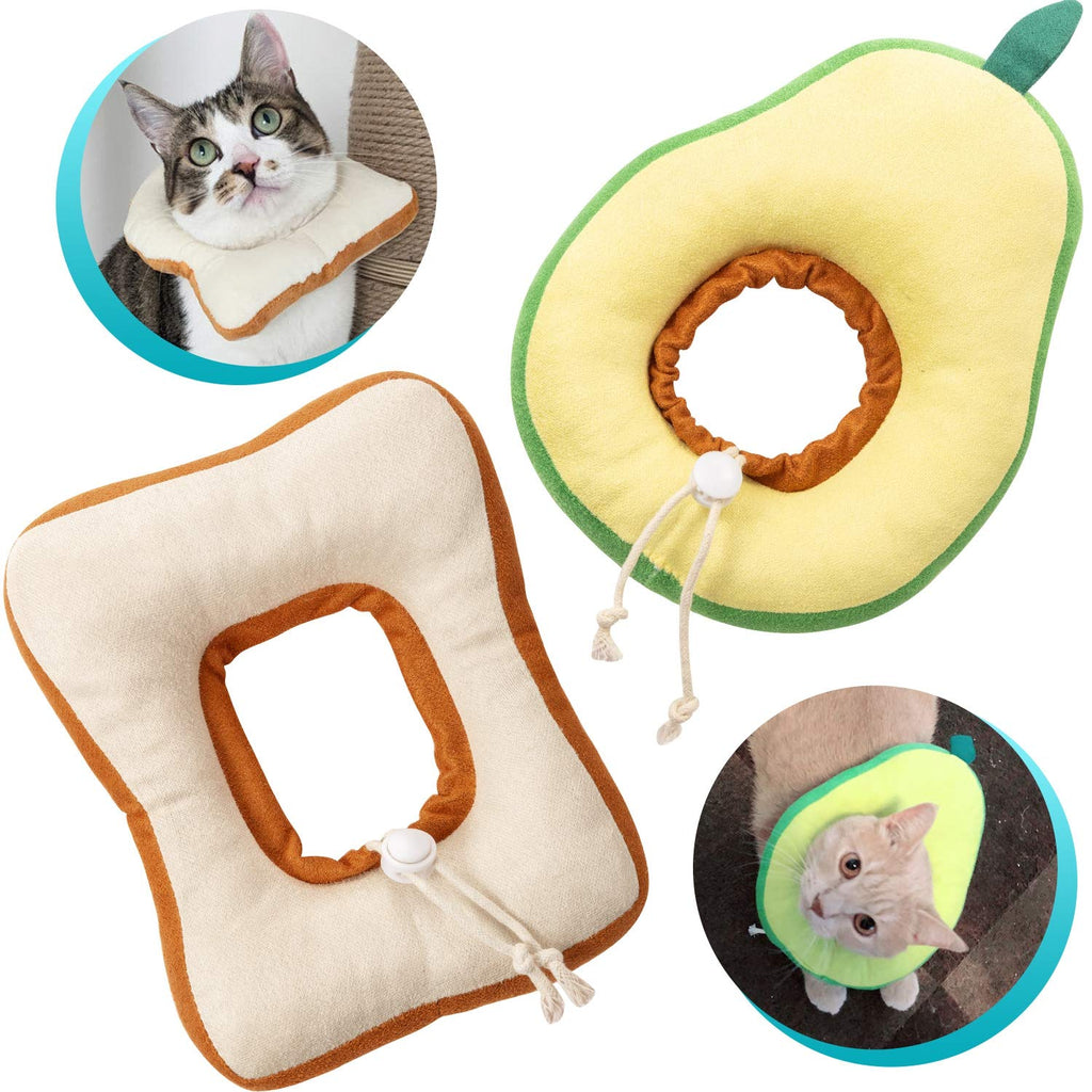 Frienda 2 Pieces Adjustable Cat E-Collar Cat Elizabeth Collar Cute Toast Neck Cone Collar Adjustable Cat Cone Collar with Soft Edge for Kitten and Cats - PawsPlanet Australia