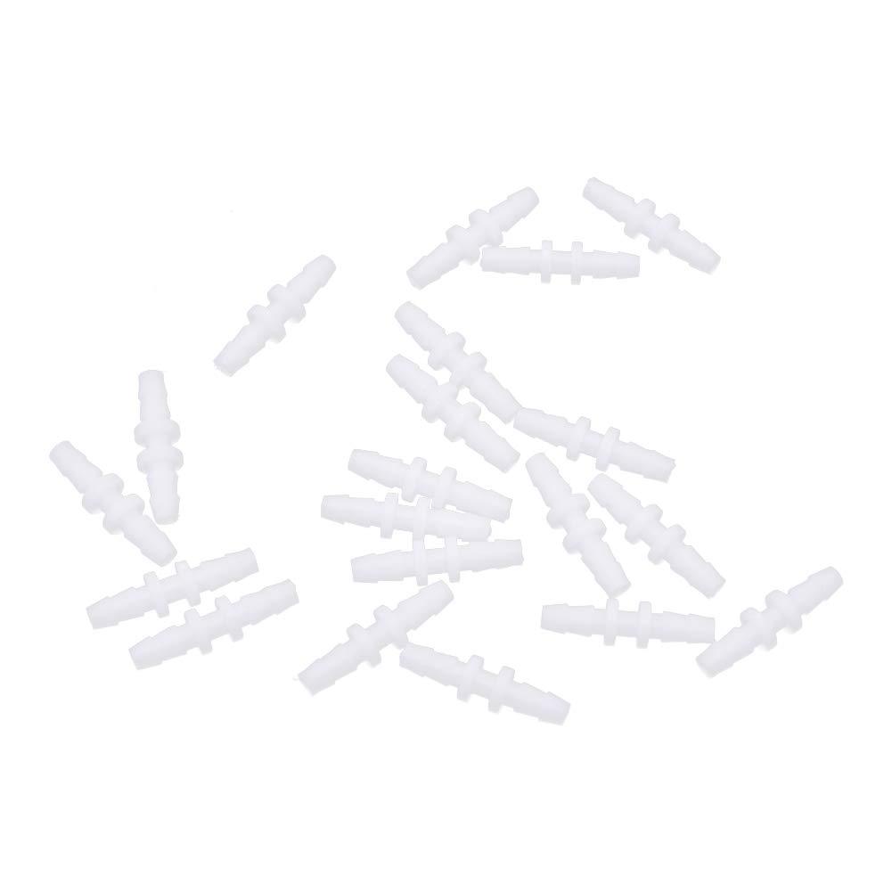 [Australia] - Treedix 20pcs Aquarium Air Valve Connector White Plastic Inline Tubing, for 2mm ID x 4mm OD Tube 