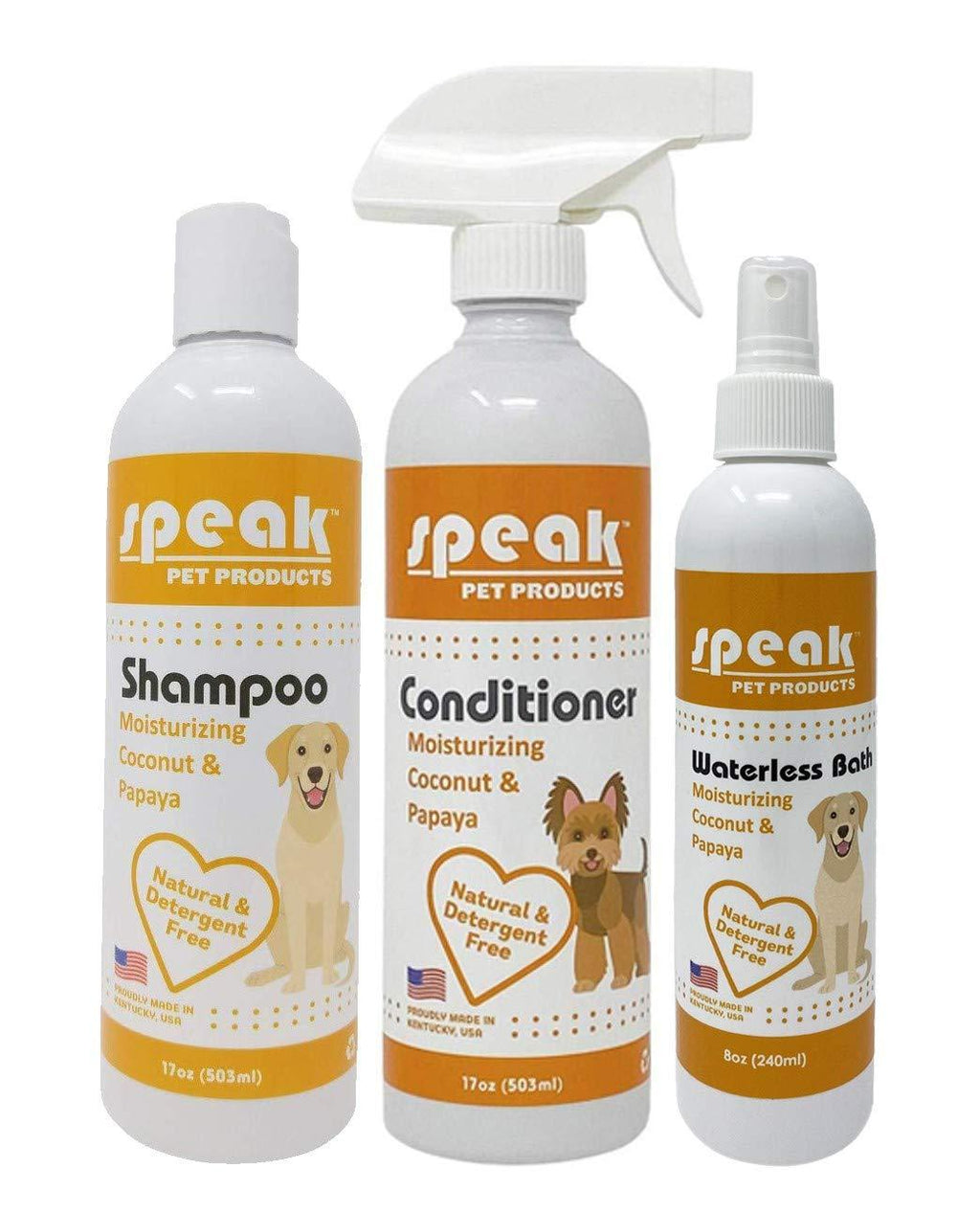 [Australia] - Speak Pet Products Coconut Papaya Shampoo, Conditioner, and Waterless Bath 