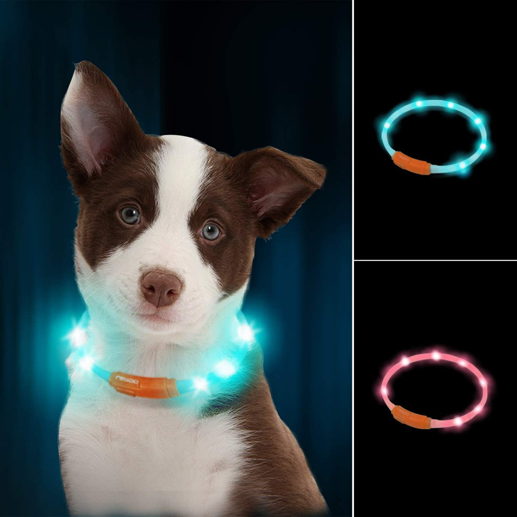 LaRoo LED Dog Collar, 【USB Rechargeable】 Dog Lights for Night Walking, Waterproof Light up Dog Collars, Cuttable Small Dog Collars Light for Small Medium Large Dogs, 6 Colors 4 Sizes 17.7''inch | 45cm Blue - PawsPlanet Australia