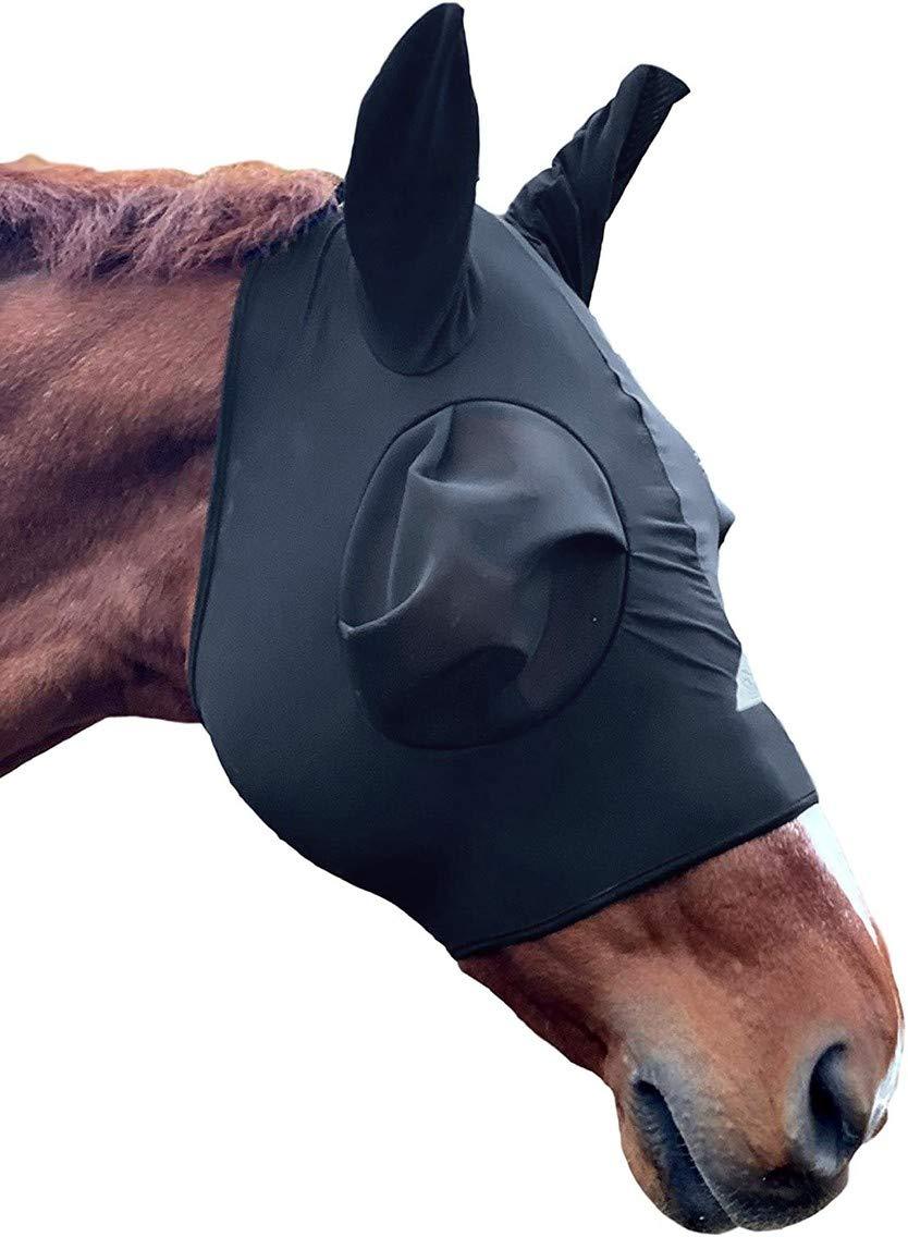 Shires Stretch Lycra Horse Fly Mask, Ventilated Mask Prevent Fly and Insect Bites Cob Black - PawsPlanet Australia