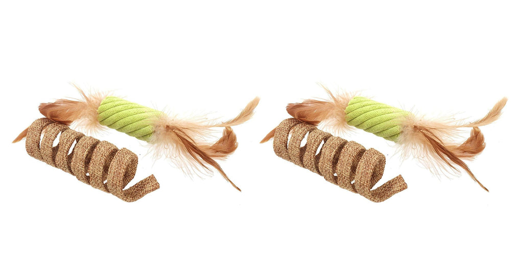 [Australia] - Ware Manufacturing 4 Pack of Sassy Springs Cat Toys with Feathers 