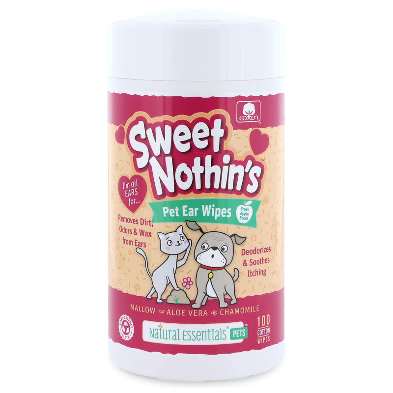 Natural Essentials Sweet Nothin's Pet Ear Wipes, Safe 100% Cotton, 100ct, 1pk - PawsPlanet Australia