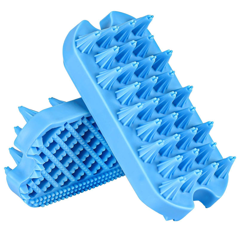 Aufew Dog Grooming Deshedding Brush, Pet Bathing Shampoo Brush for Dogs and Cats, Double Sided Silicone Hair Shedding Brushes for Pets with Short or Long Hair (Blue) Blue - PawsPlanet Australia