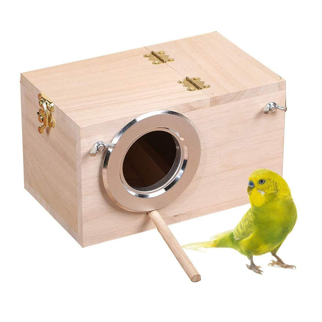 [Australia] - Tfwadmx Parakeet Nesting Box, Bird Nest Breeding Box Cage Wood House for Finch Lovebirds Cockatiel Budgie Conure Parrot (9.8"×5.1"×5.3") 