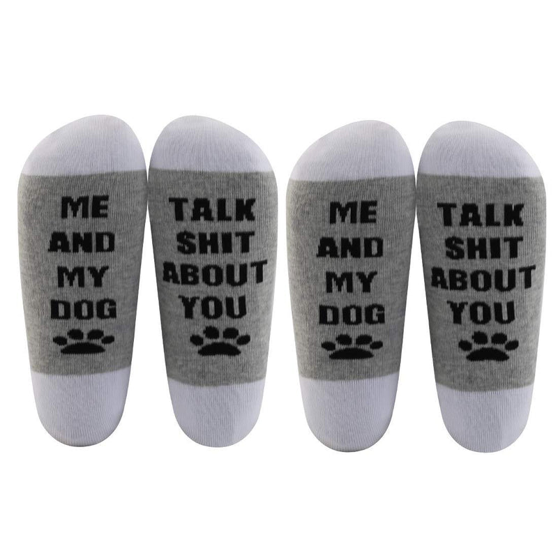 [Australia] - LEVLO Funny Dog Mom Gift for Dog Lover Me and My Dog Talk Shit About You Socks Funny Dog Saying Gift for Dog Mama 2 Pairs/Set 
