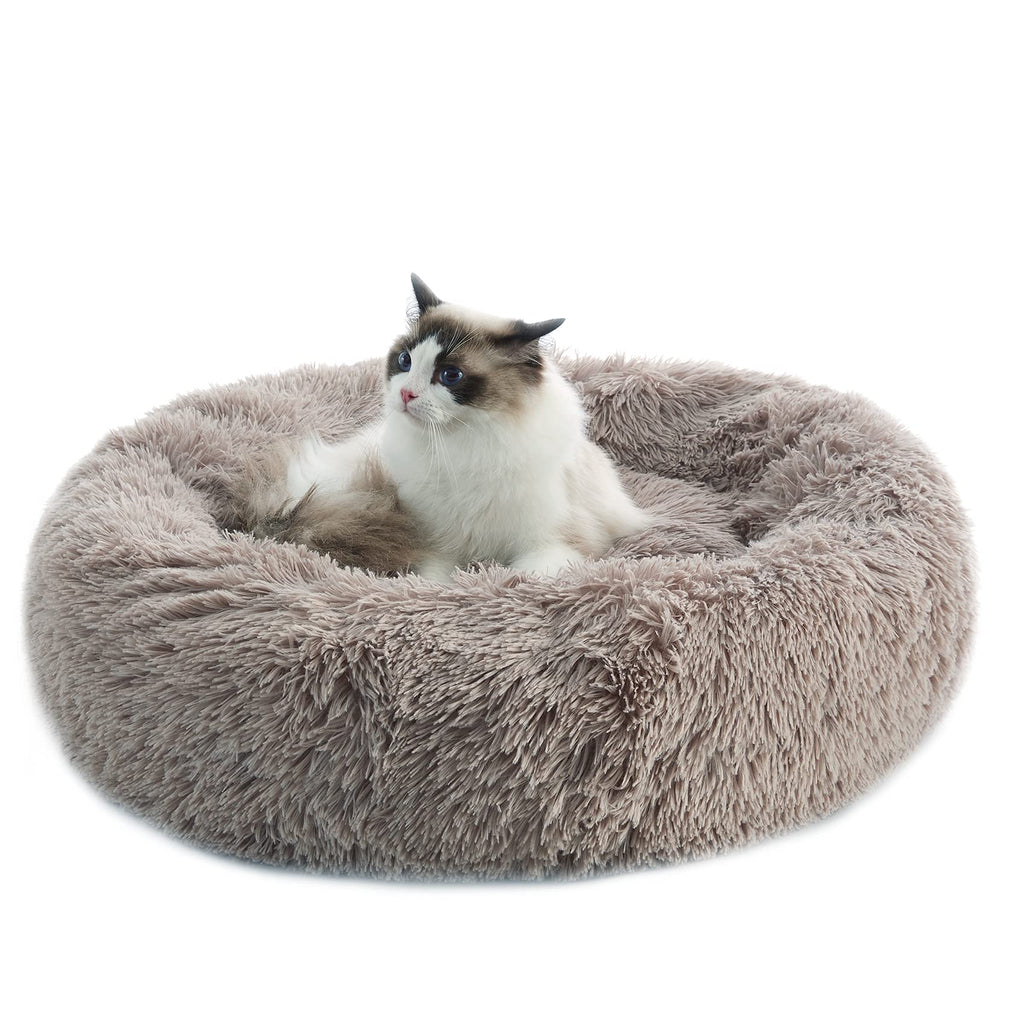 Western Home Faux Fur Dog Bed & Cat Bed, Original Calming Dog Bed for Small Medium Large Pets, Anti Anxiety Donut Cuddler Round Warm Washable Cat Bed for Indoor Cats(20", Brown) 20 x 20 Inch - PawsPlanet Australia